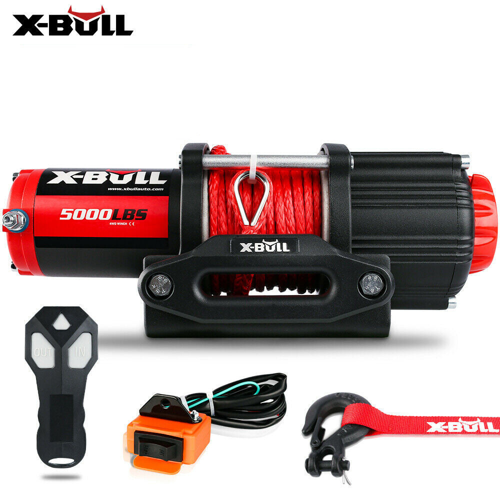 X-BULL 5000LBS/2268KGS Electric Winch Synthetic Rope Wireless Roof Rack UTV 12V