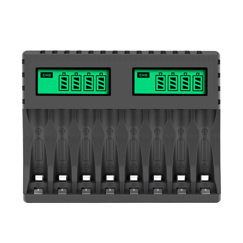 8 Slot Smart Battery Charger for AA/AAA Rechargeable Batteries LCD Display