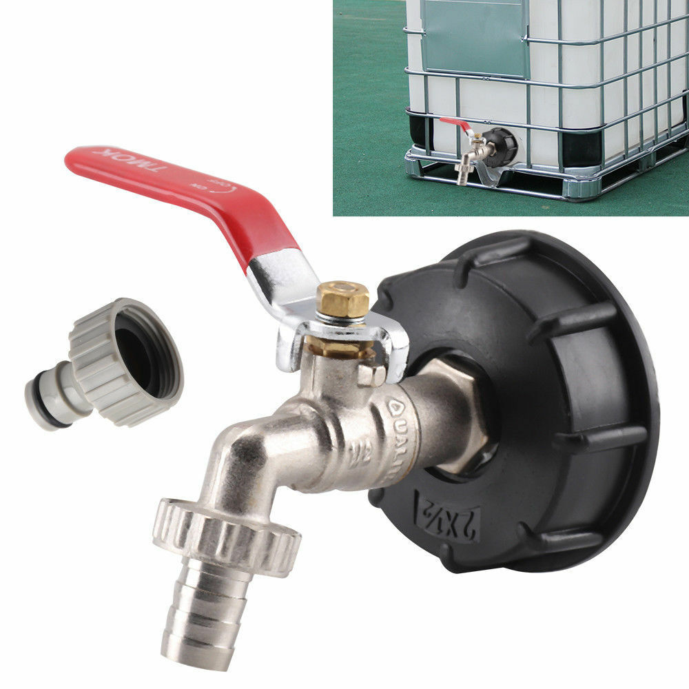 IBC Tank Adapter S60X6 To Brass Garden Tap With 1/2" Hose Fitting Oil Fuel Water