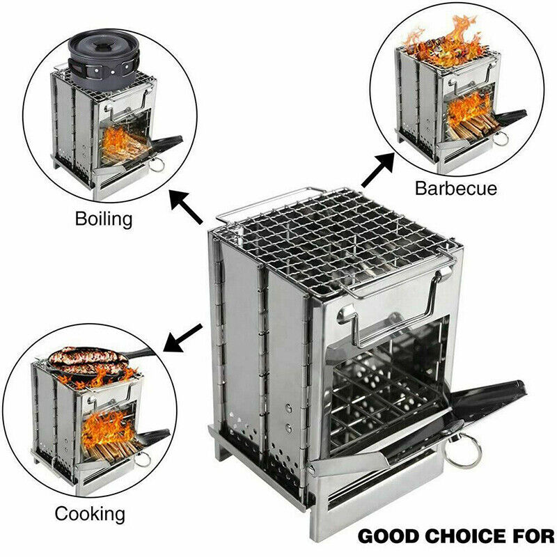 20x20x35cm Camping Stove Camp Wood BBQ Grill