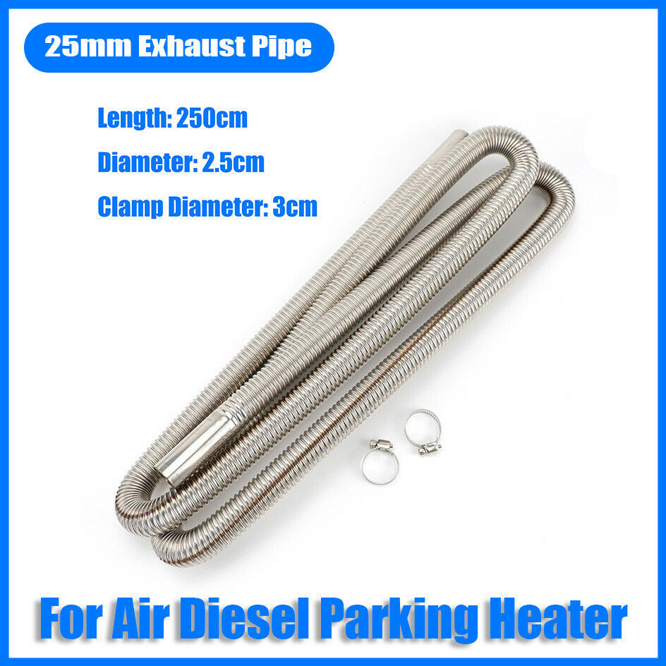 250cm Air Diesel Parking Heater Stainless Steel Exhaust Pipe Tube Gas - salelink.co.nz