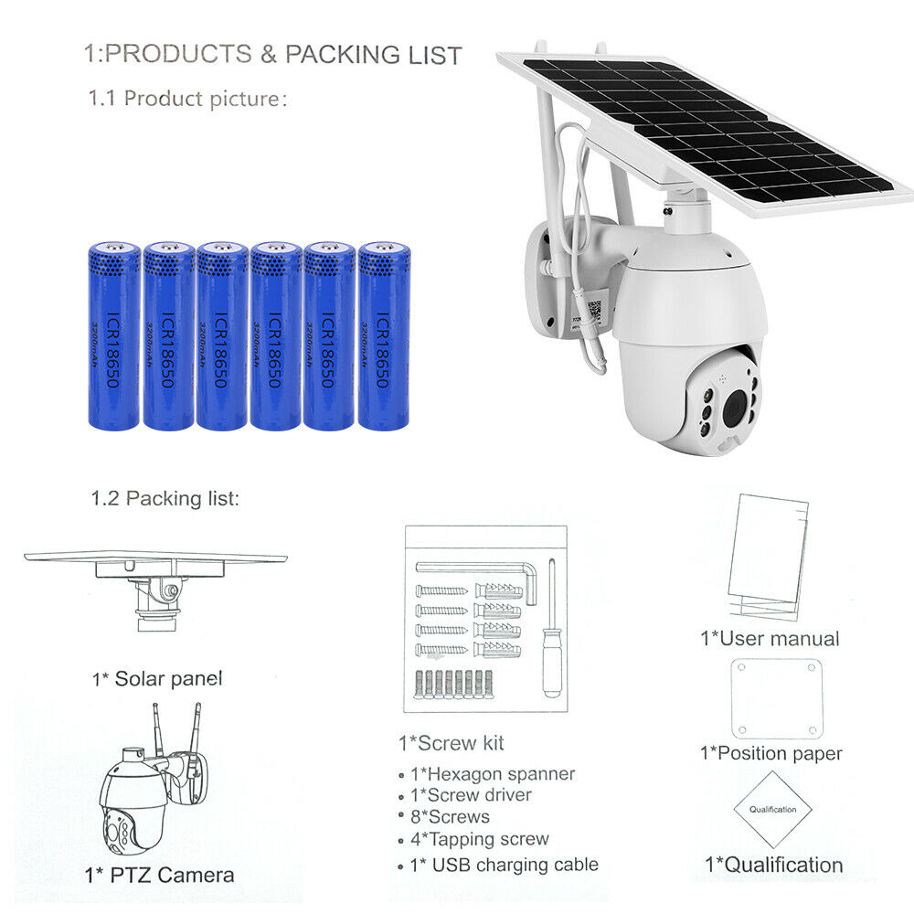 Solar 4G Security Camera 1080P PTZ Camera