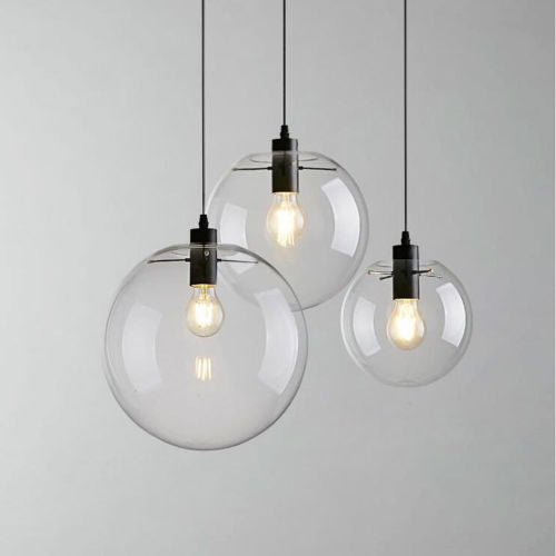 30cm Glass Lampshade Pendant Light Hanging Lamp Clear - salelink.co.nz