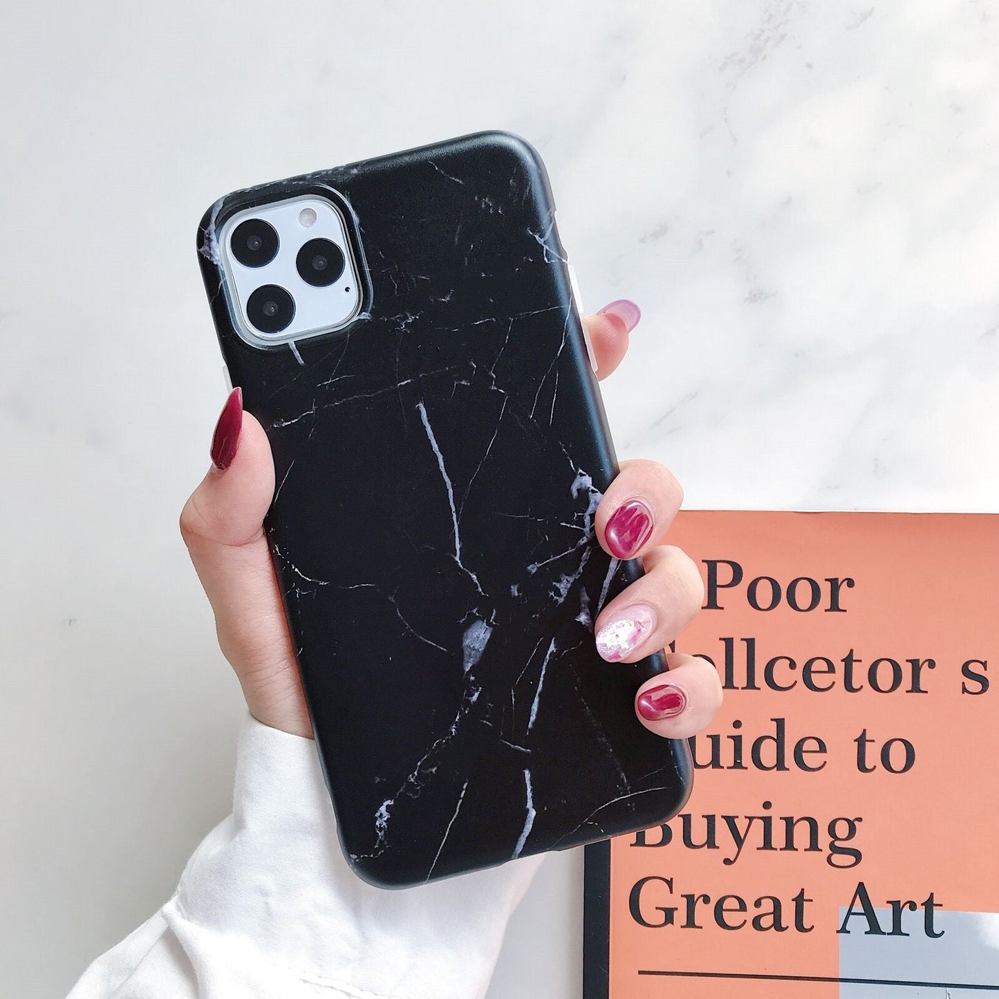 iPhone 11 Pro Case Marble Soft Gel Case With Pop Up Socket Holder Thin - salelink.co.nz