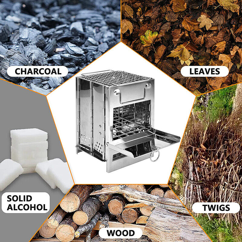 20x20x27cm Camping Stove Wood BBQ Gril Portable Outdoor