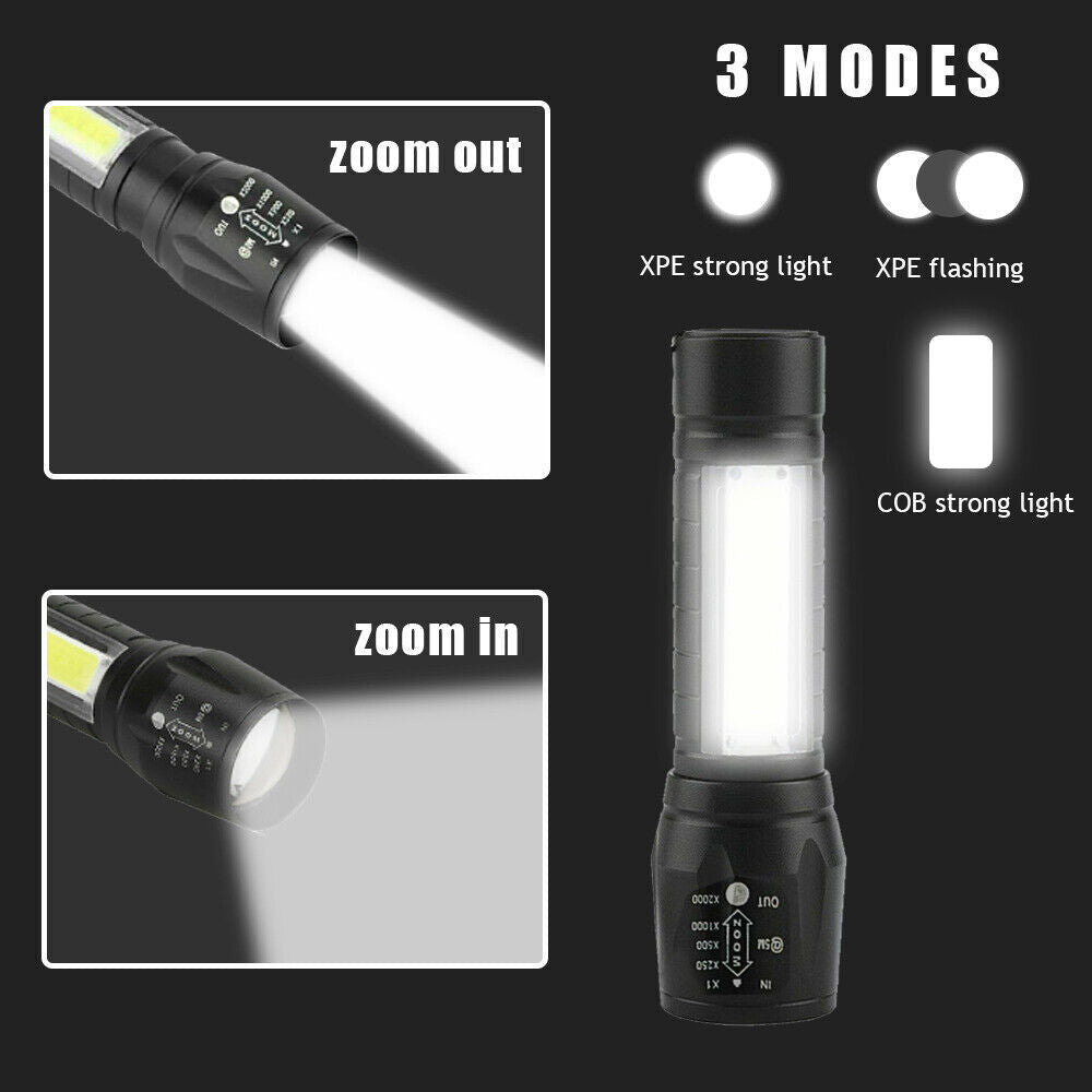 COB LED Mini Flashlight Torch Zoom - salelink.co.nz