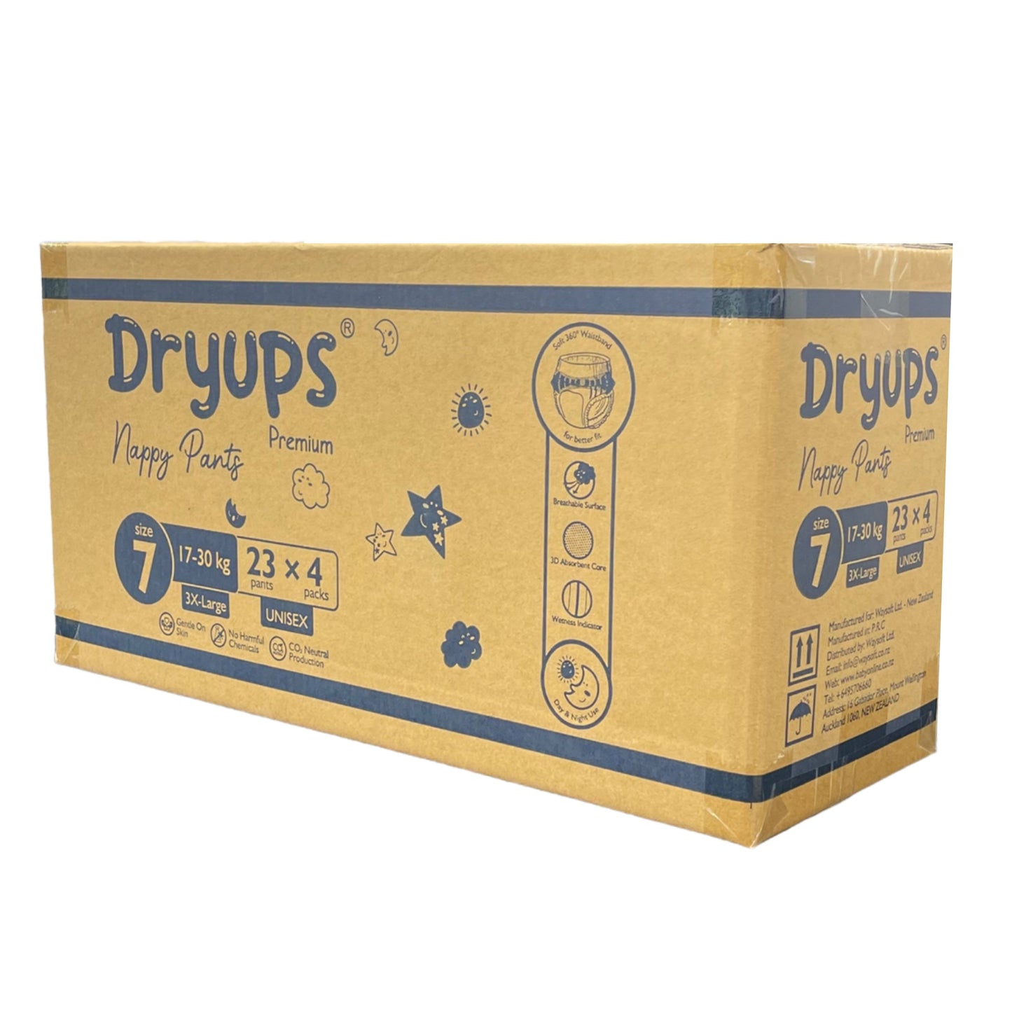 Dryups Premium Nappy Pants Unisex Size 7 3X-Large (17-30kg) 4-7 Years