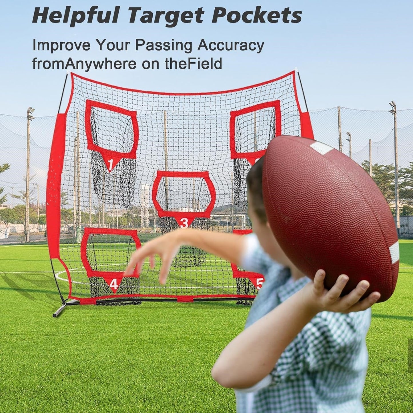 213x213cm Football Trainer Throwing Net for Improving QB Throwing Accuracy