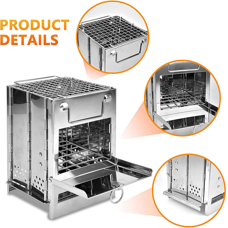 20x20x27cm Camping Stove Wood BBQ Gril Portable Outdoor