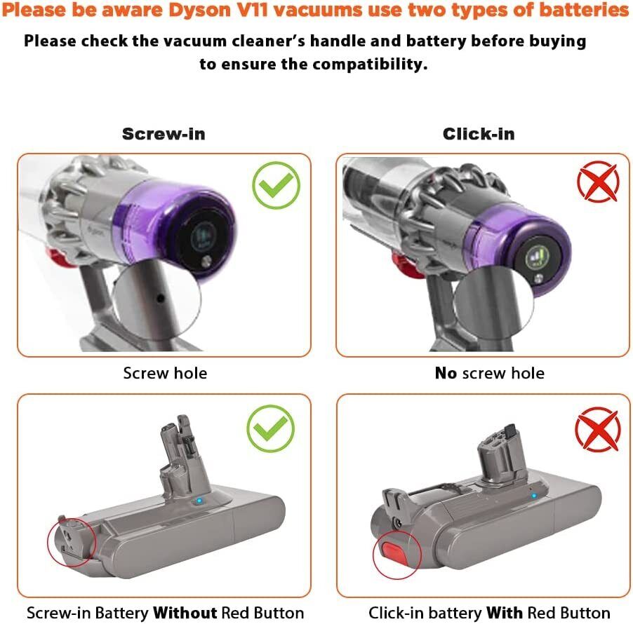 For Dyson V11 Battery SV14 Absolute Screw in Battery V11 Animal Motorhead - salelink.co.nz
