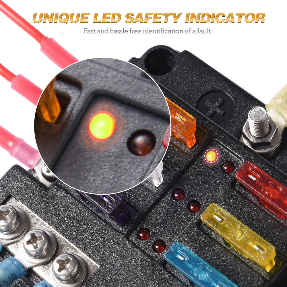 6-Way Blade Fuse Block Box Holder