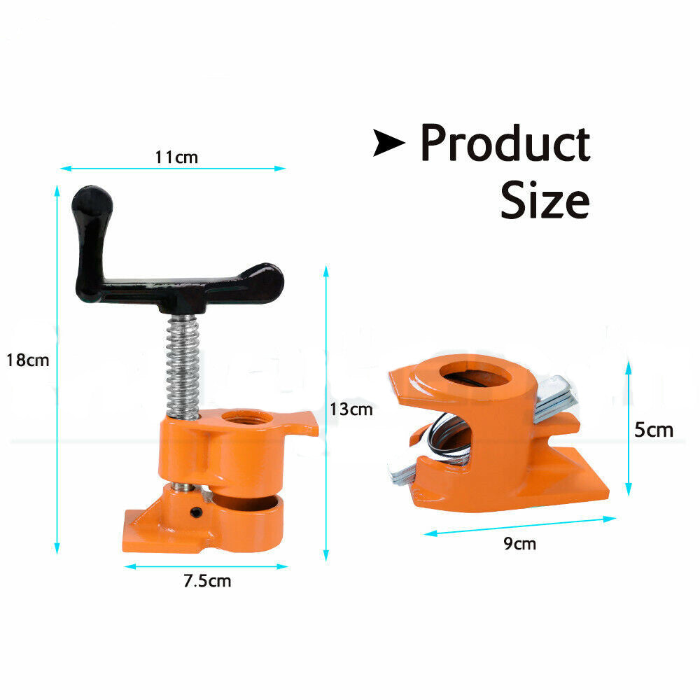 3/4'' Gluing Pipe Clamp 4 Pcs Heavy Duty WOODWORKING VICE TOOLS Wide Protect Pad