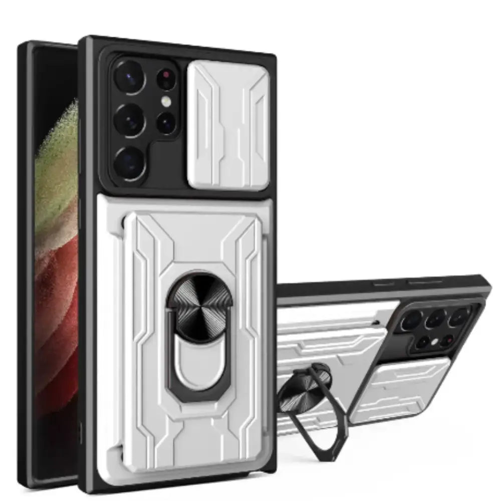 Shockproof Card Slot Case for Samsung Galaxy Note & S Series (White)