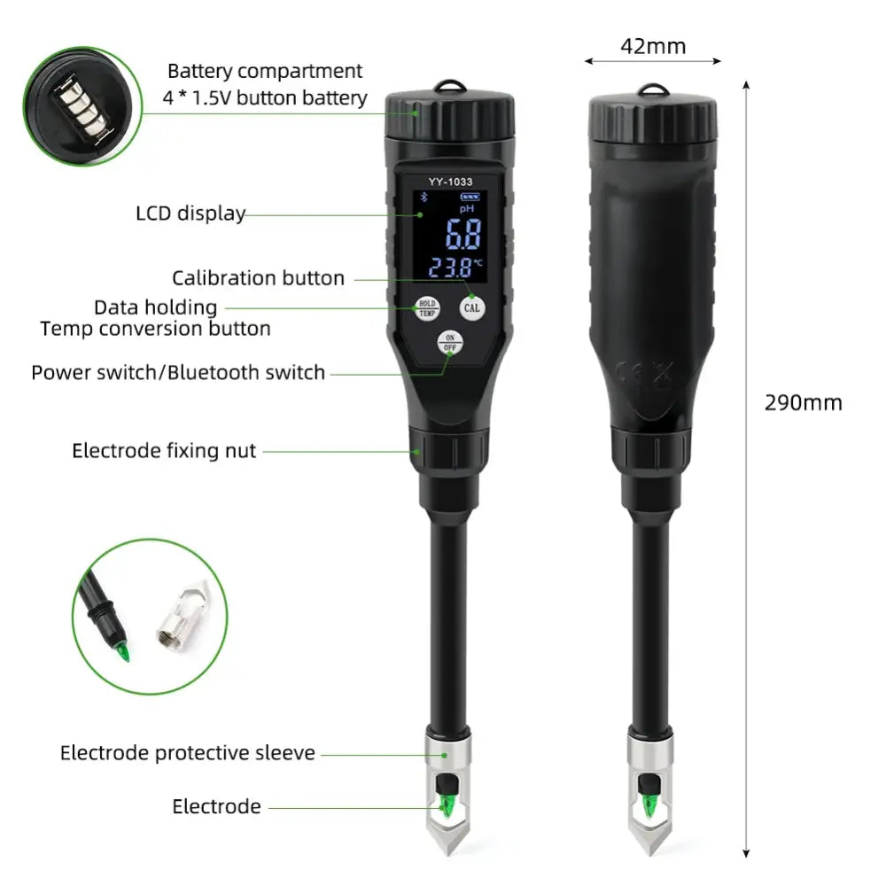 Smart Bluetooth Soil pH Meter 0–14 for Plants & Hydroponics