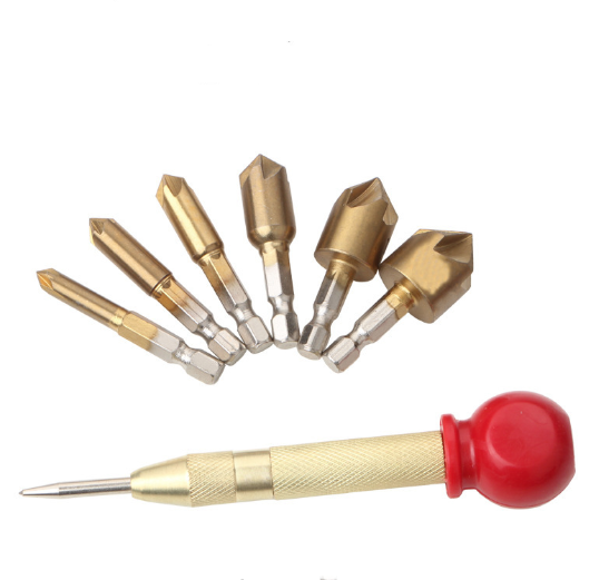 Automatic Center Punch 6PCS Hex Shank Wood Chamfering Cutters - salelink.co.nz