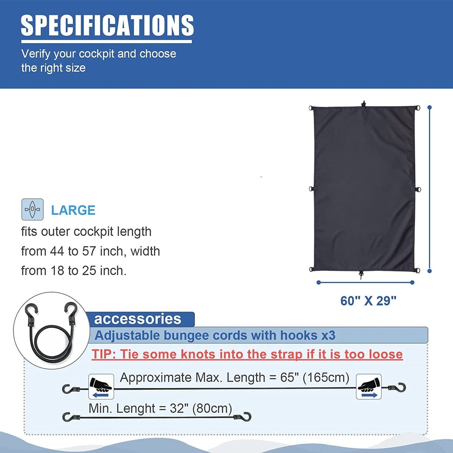 153x74cm Kayak Cockpit Drape Waterproof Seal Cockpit Cover