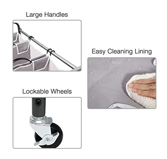 4-Bag Laundry Sorter Rolling Cart - Grey