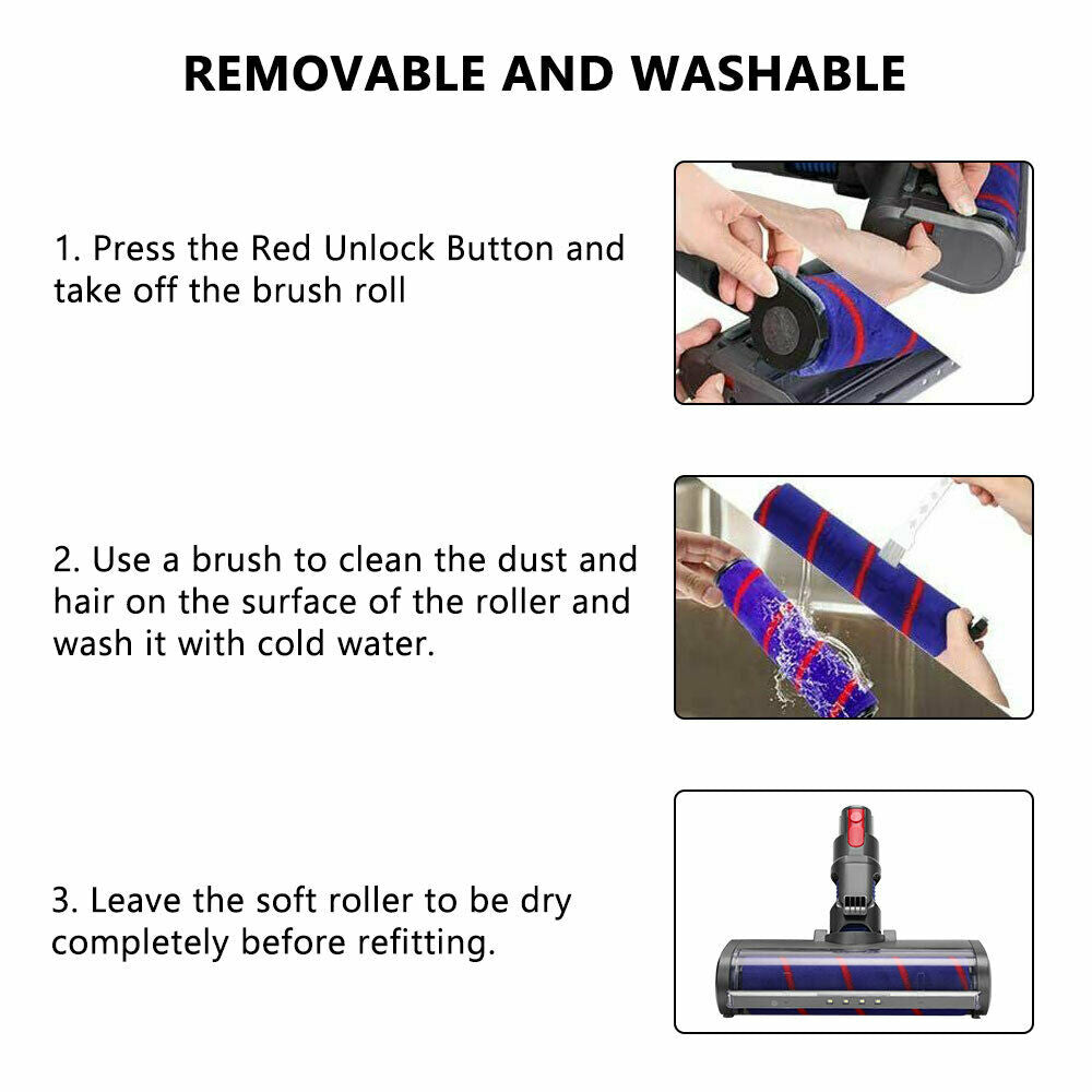Soft Fluffy Brush Roller Cleaner Head for Dyson V7 V8 V10 V11 - salelink.co.nz