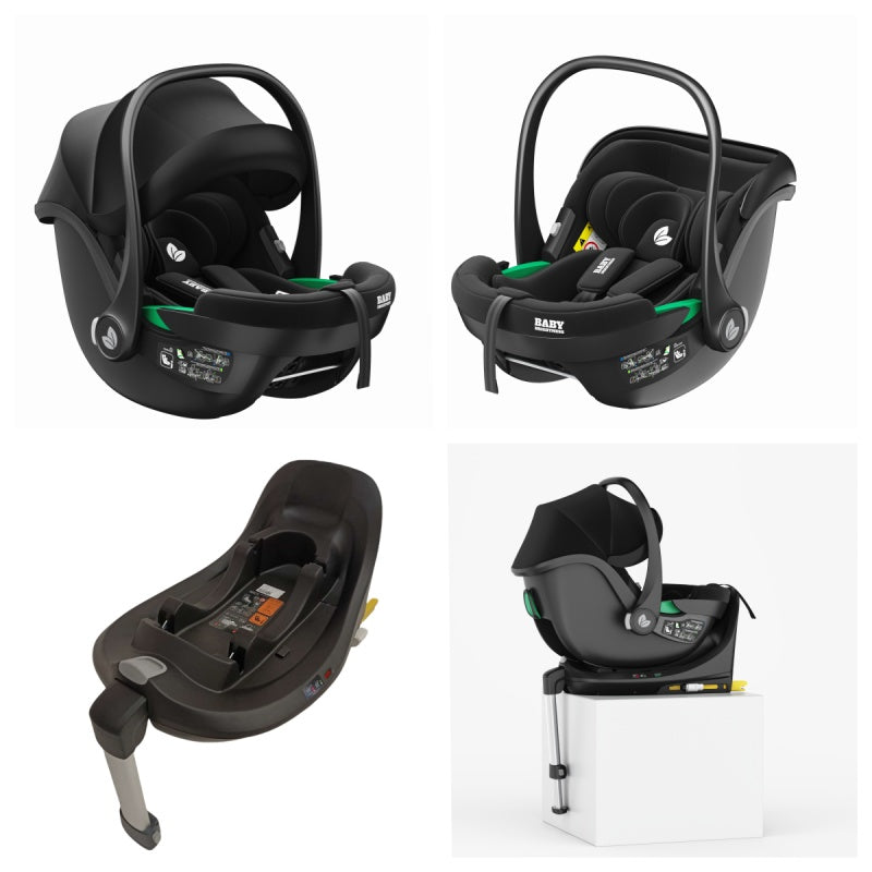 Baby Brightness FlexGo Auto Folding lightweight compact stroller with i-Size infant capsule and ISOFIX base Black