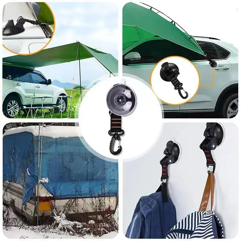 Heavy-Duty Car Suction Cup Anchor with Hook & Carabiner