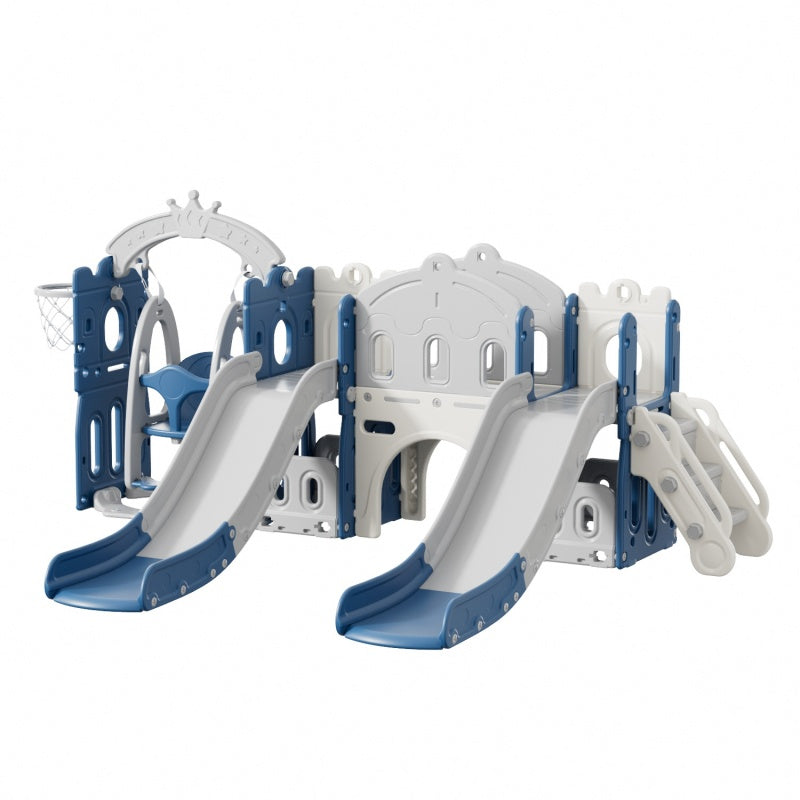 Kids swing and double slides Playground Blue/Grey