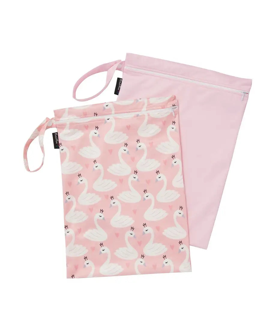 Mum2Mum Wet Bags Twin Pack - SWAN / PINK - Babyonline