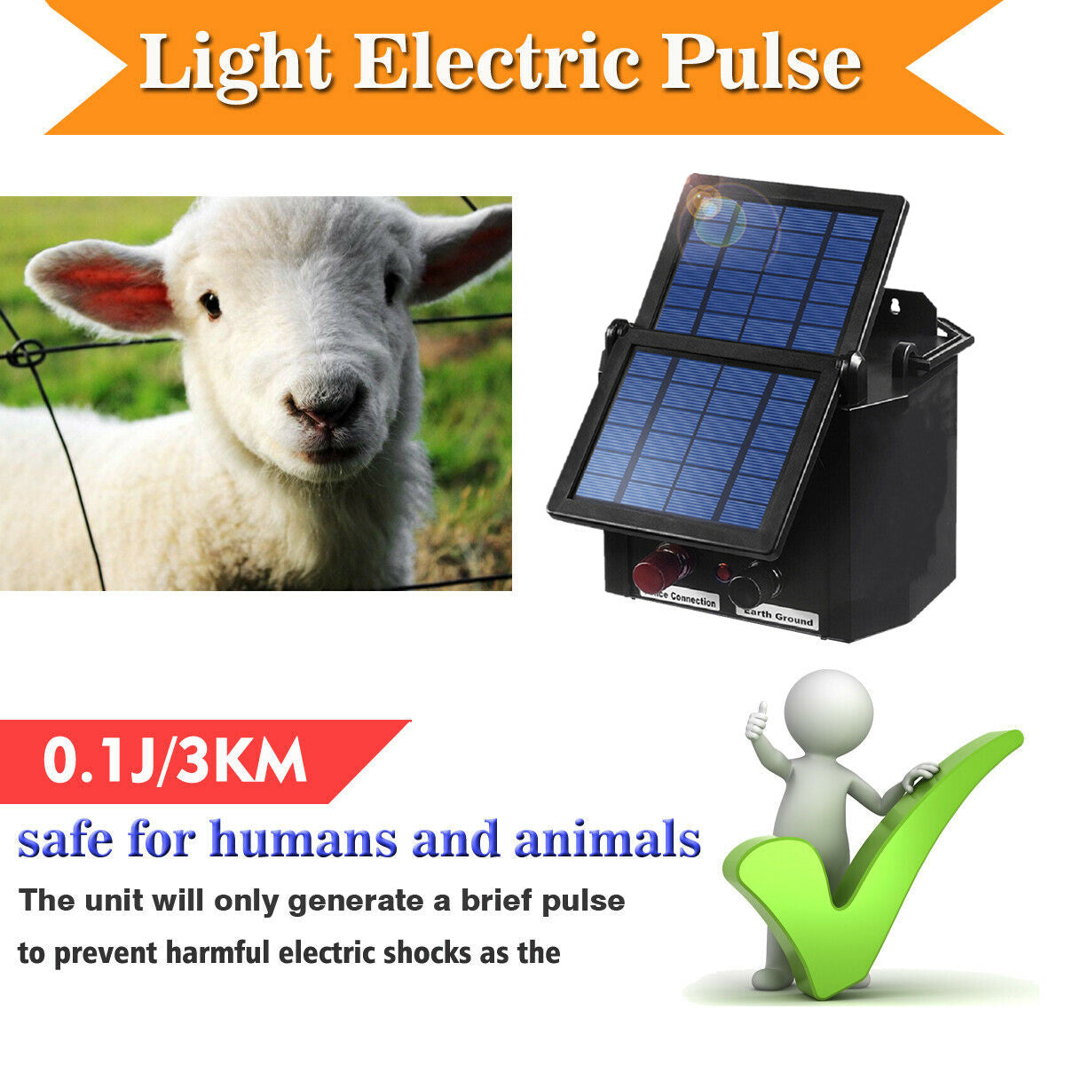 3km Solar Electric Fence Energiser