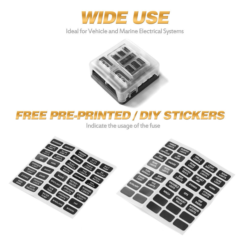 6-Way Blade Fuse Block Box Holder