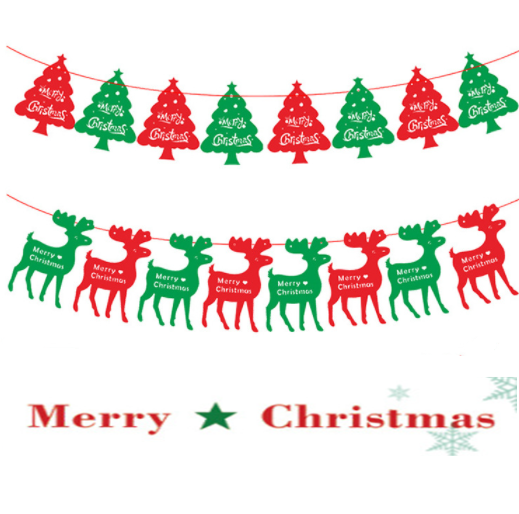 40PCS Merry Christmas Banner Decorations Bunting Sign
