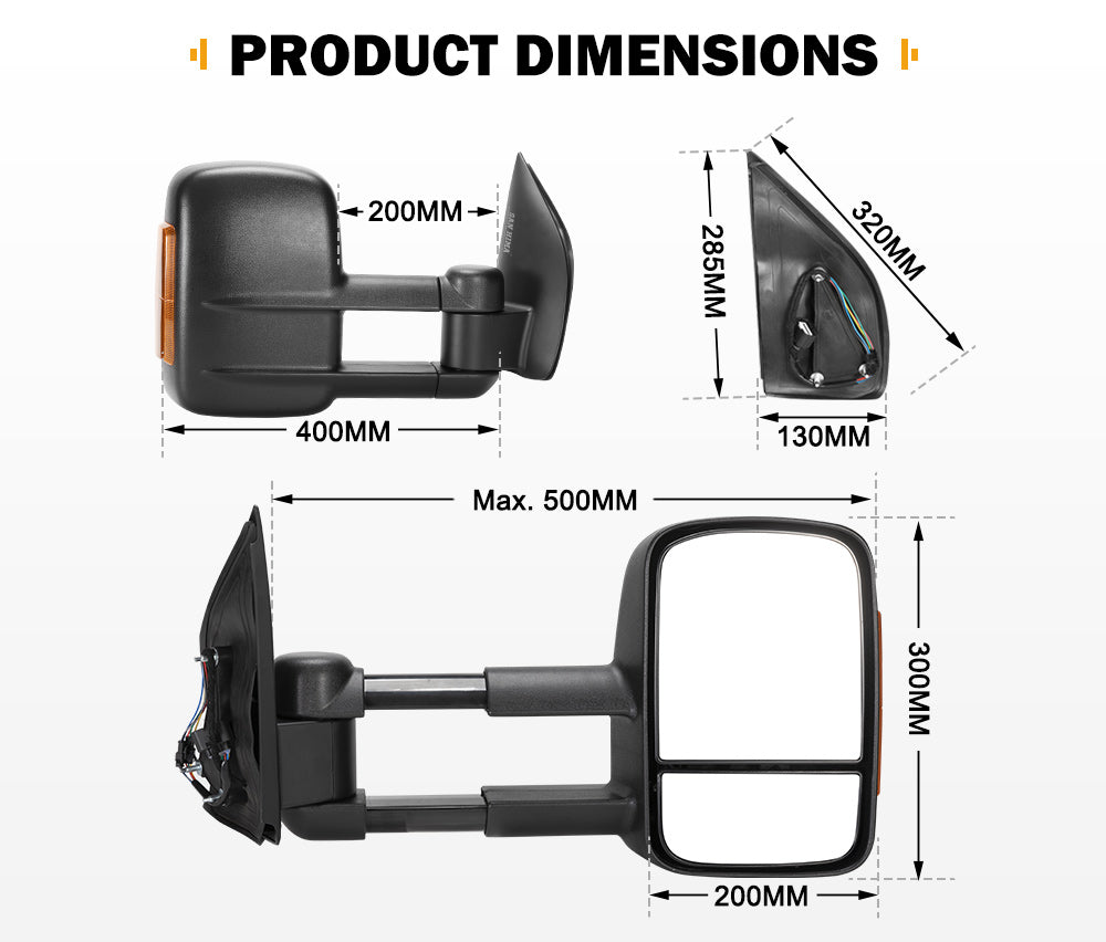 Towing Mirrors for Nissan Pathfinder MY 2003-2013 Black - salelink.co.nz