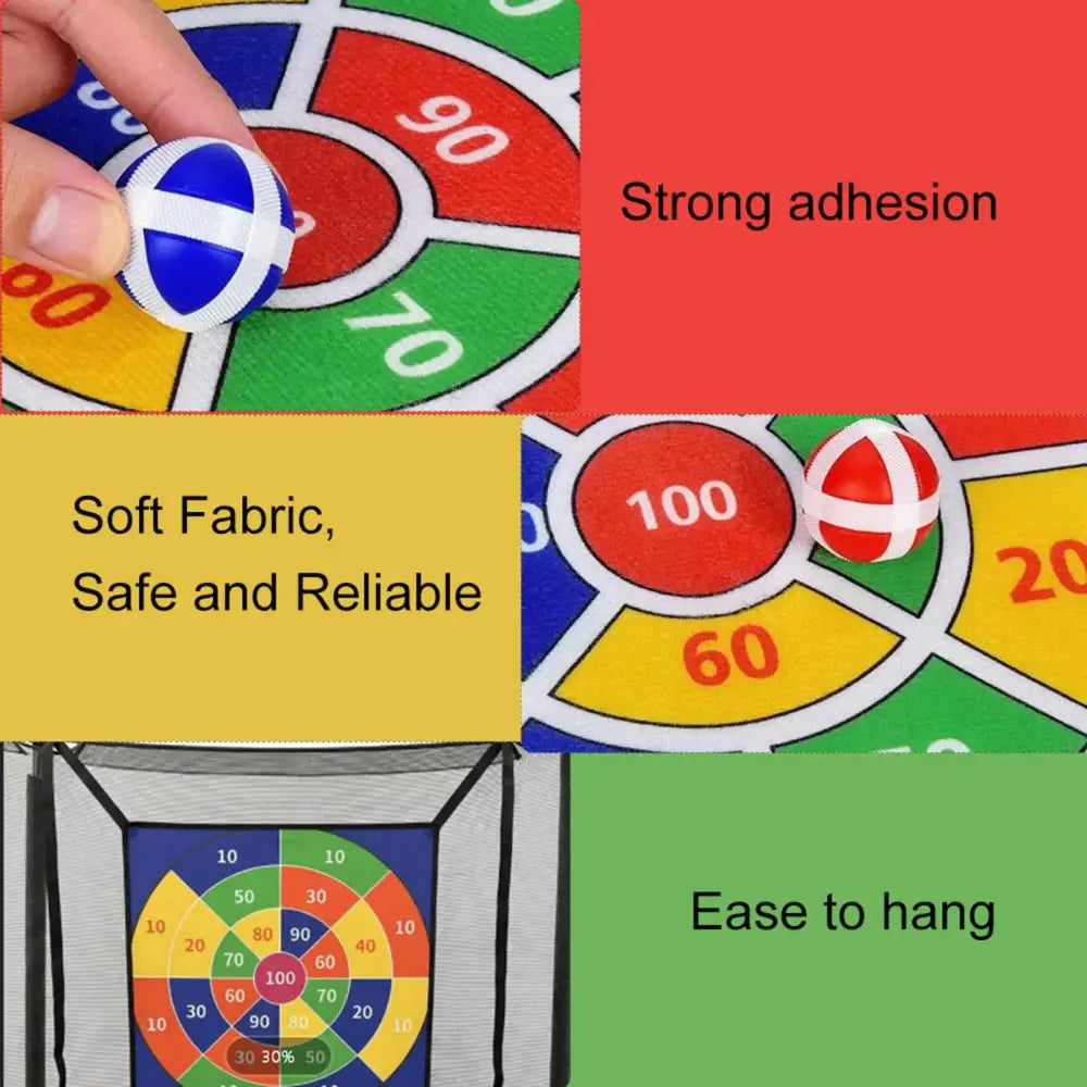 Trampoline Dart Board Game Set with Velcro Balls