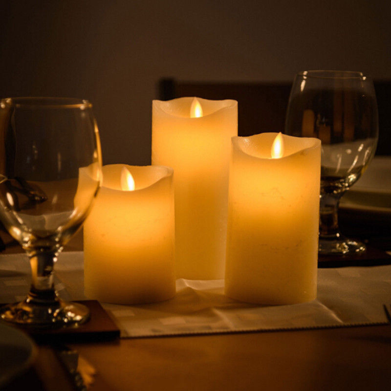 20cm LED Flickering Candle Flame Led Flameless Wax Mood Candle Battery Operated Safe - salelink.co.nz