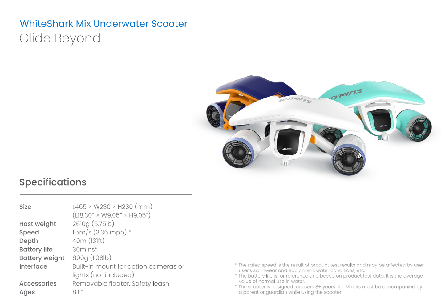 SUBLUE Whiteshark Mix Sea Scooter - Light Blue