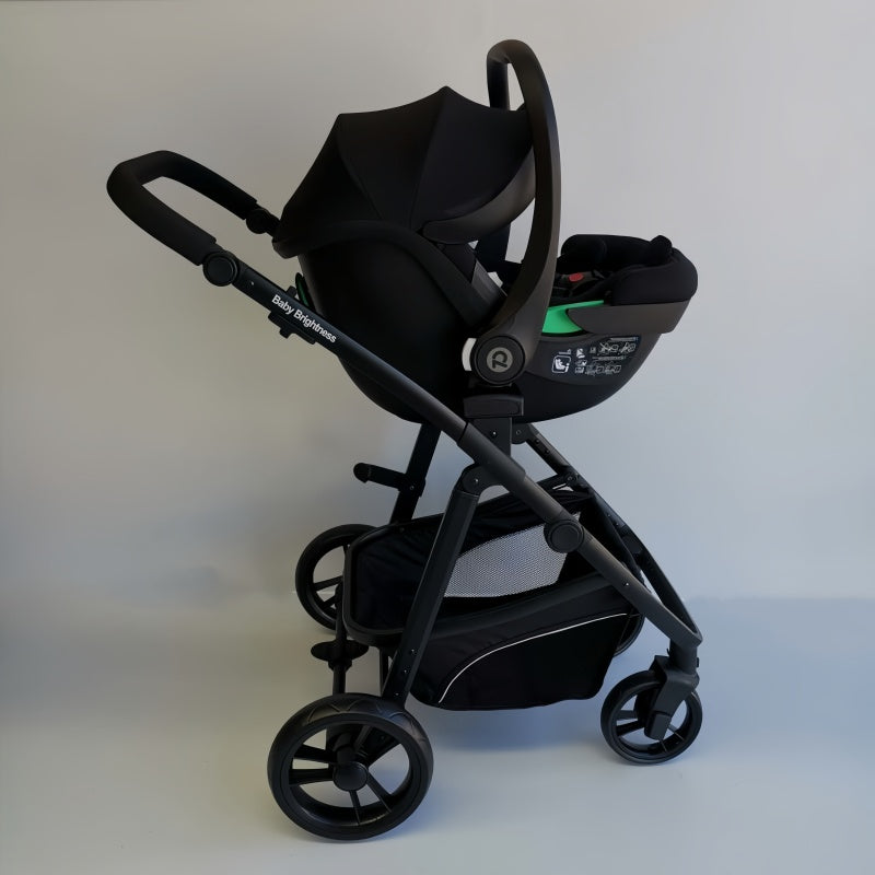 Baby Brightness Palms 4 in 1 travel system, bassinet stroller+infant capsule+ISOFIX base Black