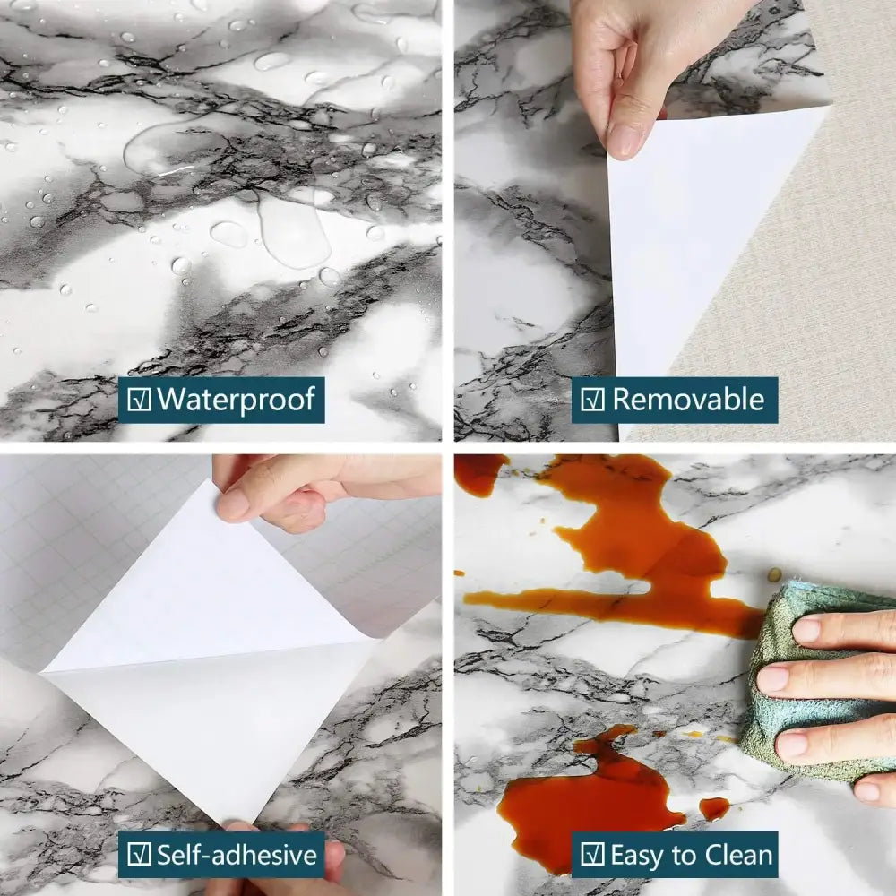 Vinyl Marble Wallpaper ā Waterproof (8 designs available)