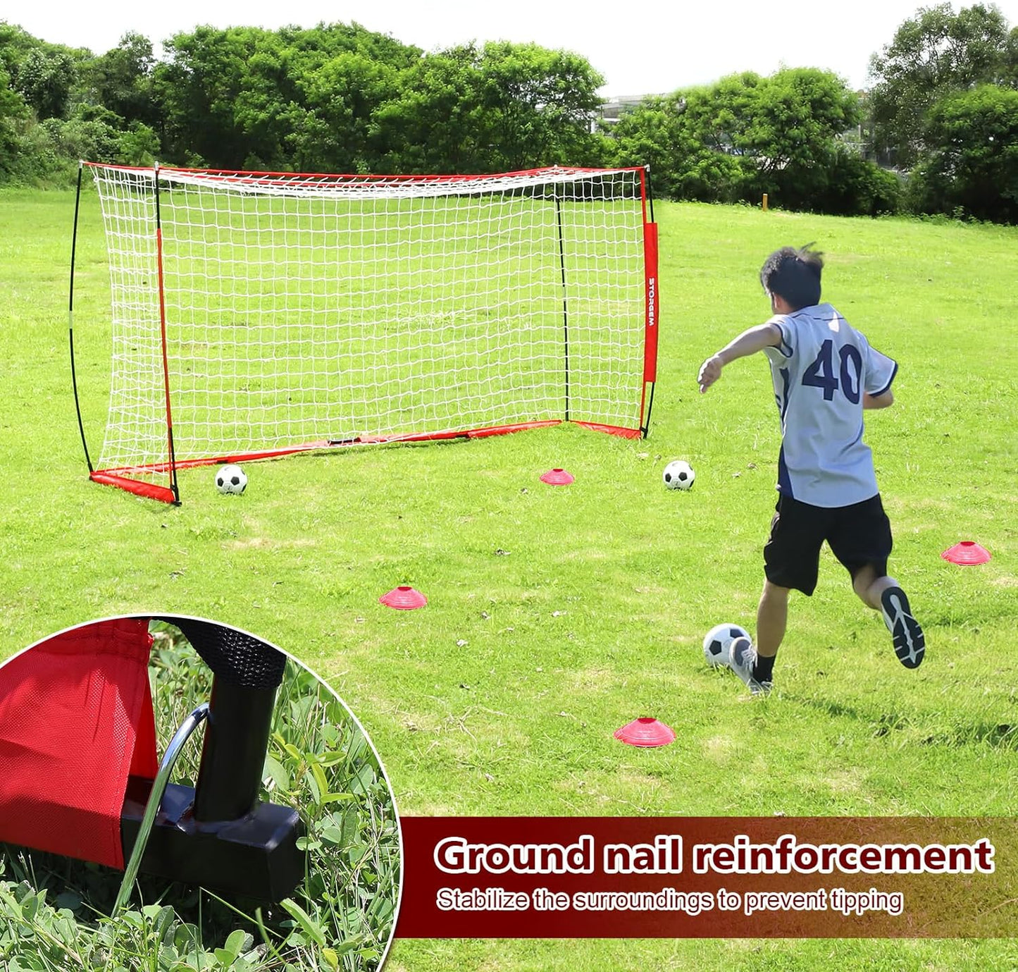 2.4x1.2m Soccer Goal Football Goal Foldable