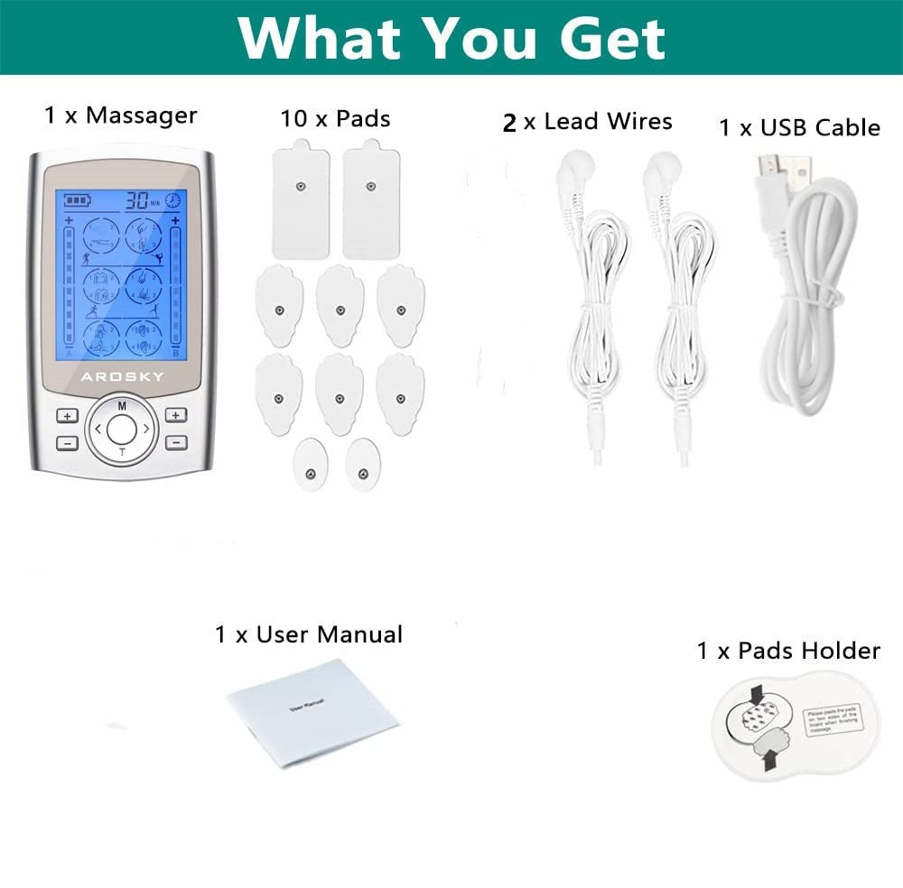 TENS Machine with 24 Massage Modes & 10 Pads - salelink.co.nz