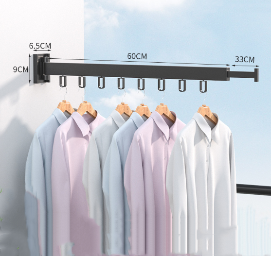 Extended Wall Mounted Foldable Retractable Clothes Drying Rack