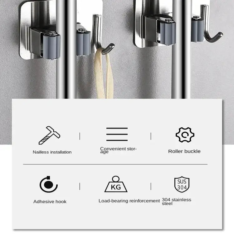Wall-Mount Mop & Broom Holder