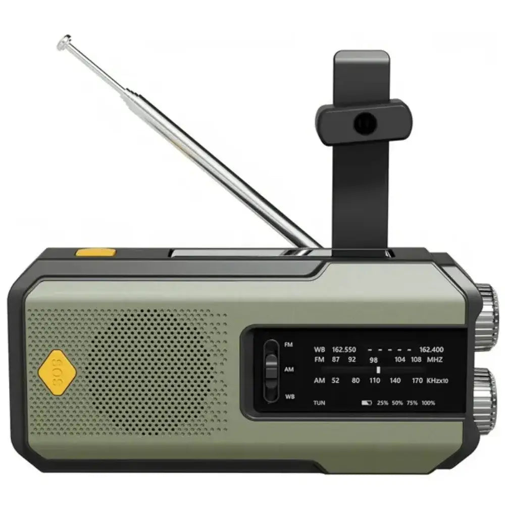 2000mAh Emergency Weather Radio with Hand Crank, Solar & USB Charging, Flashlight