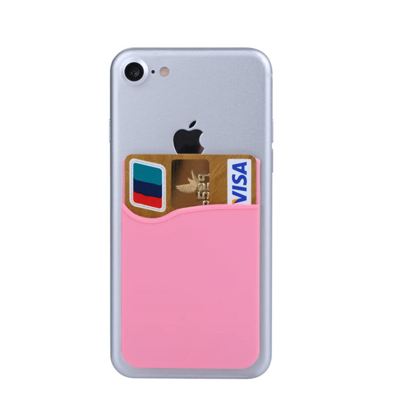 Light Pink Silicone Credit Card Holder Pocket Case Wallet Pouch Sticker Cellphone Phone - salelink.co.nz