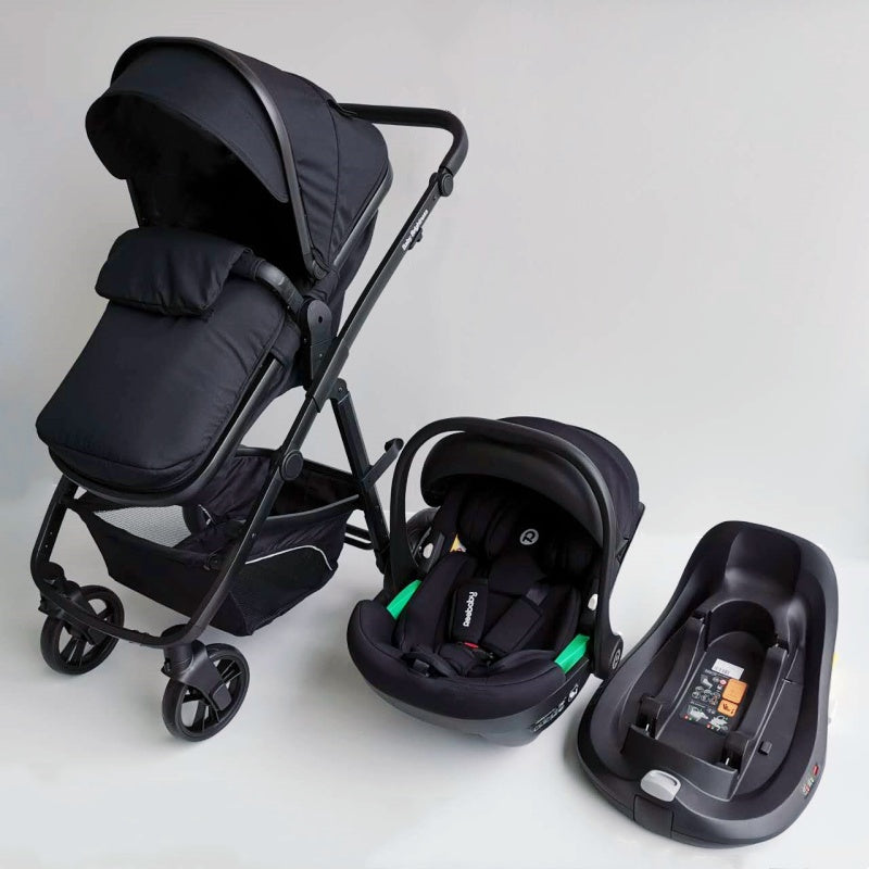 Baby Brightness Palms 4 in 1 travel system, bassinet stroller+infant capsule+ISOFIX base Black