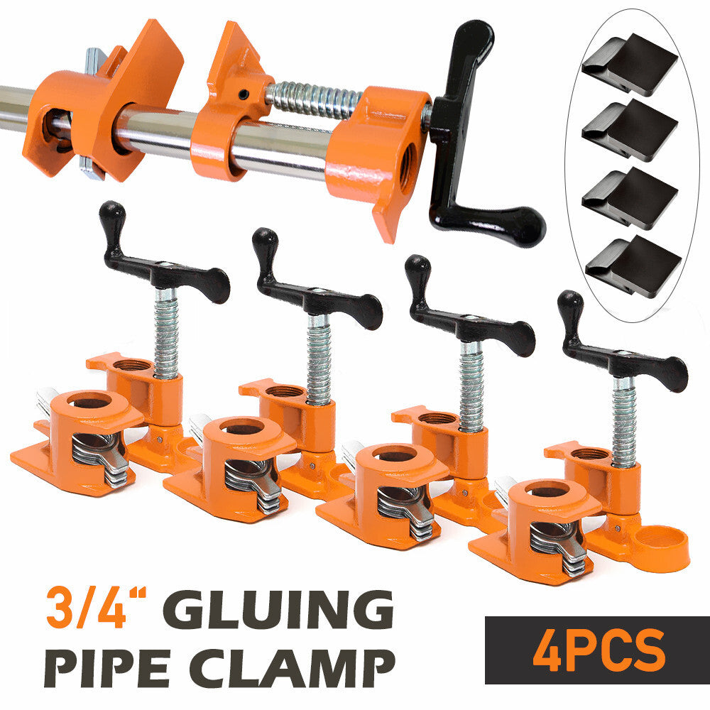 3/4'' Gluing Pipe Clamp 4 Pcs Heavy Duty WOODWORKING VICE TOOLS Wide Protect Pad - salelink.co.nz