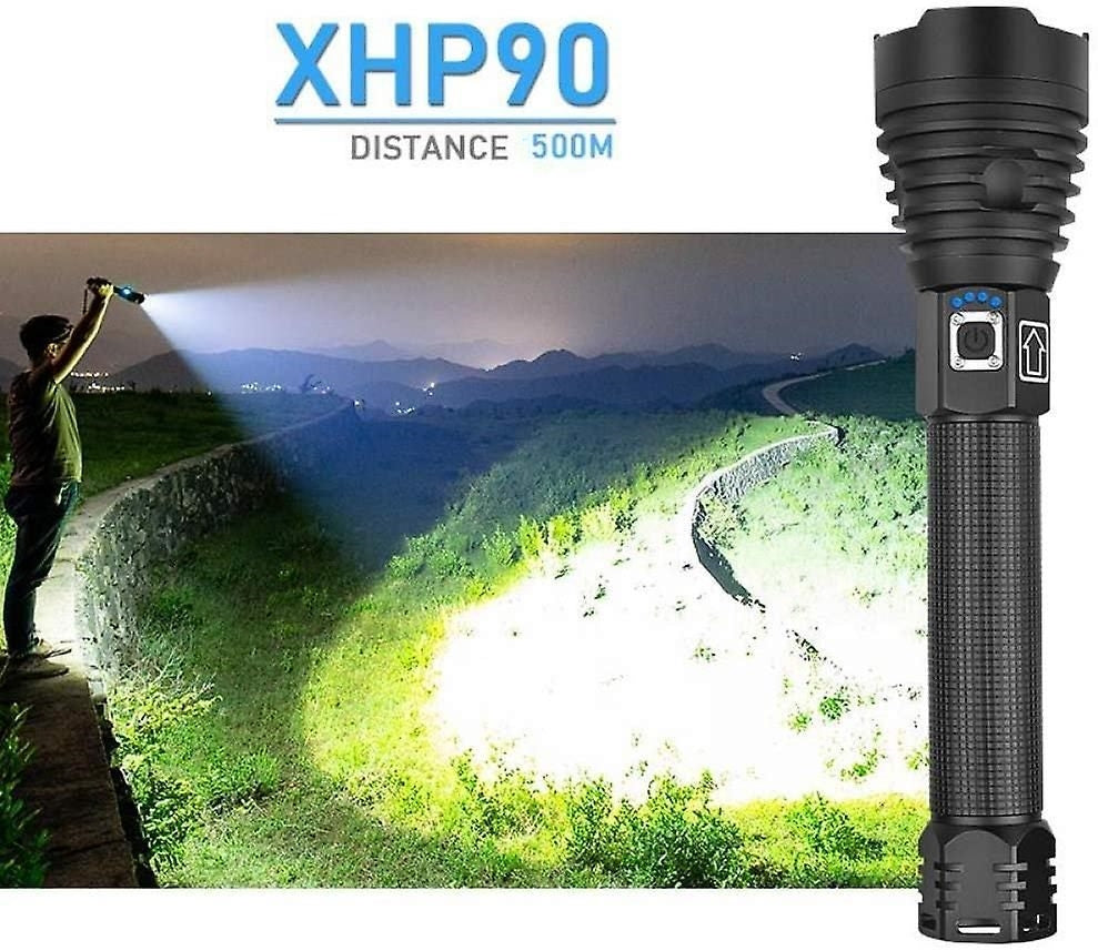 XHP90 3000LM Tactical 3 Mode Zoom Flashlight LED Hunting Torch