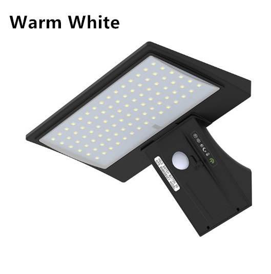 90LED Solar Powered Exterior Wall Security Light Warm White