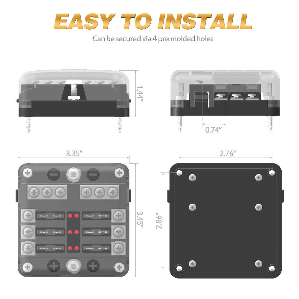 6-Way Blade Fuse Block Box Holder