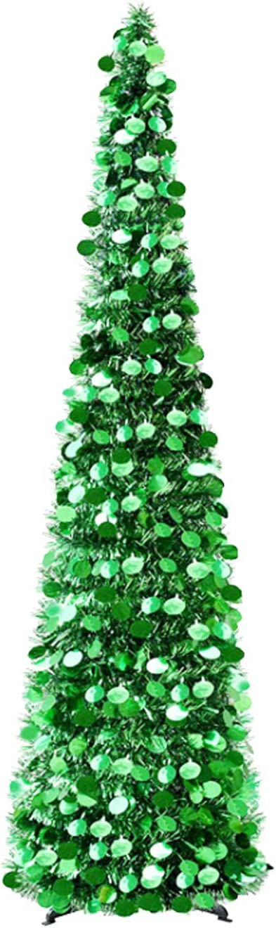 1.5M Collapsible Christmas Tinsel Tree Pop Up Artificial Xmas Tree with Easy Assembly Stand