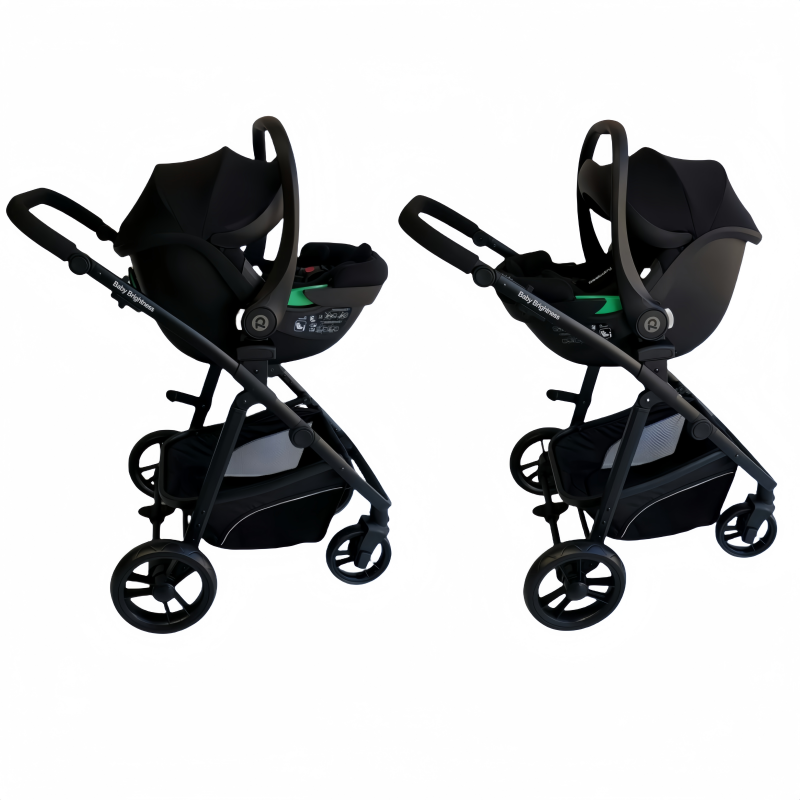 Newborn Pram – Palms Stroller with Bassinet, Car Seat and ISOFIX Base (Black)