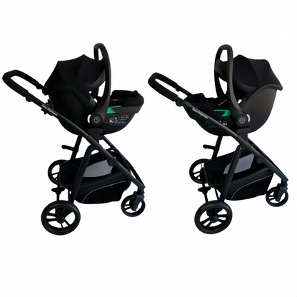 Newborn Pram – Palms Stroller with Bassinet and Car Seat (Black)
