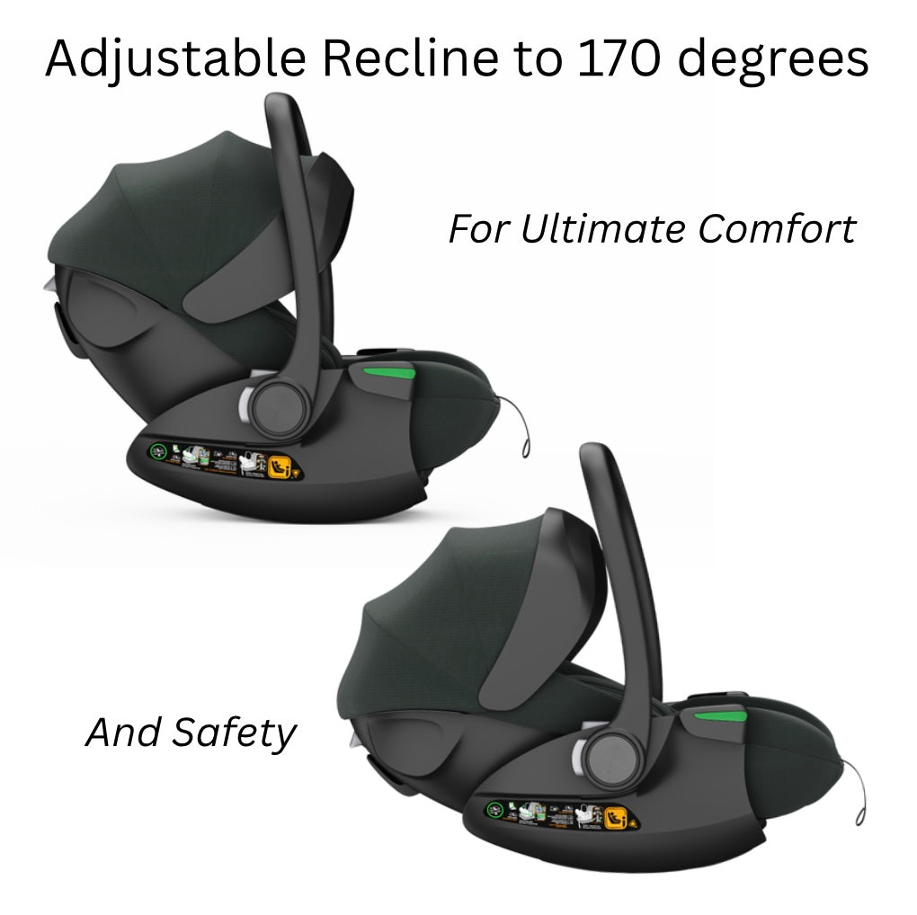 Crown i-Size Capsule Car Seat – Reclining Capsule with 6-Level Adjustable Headrest - Olive